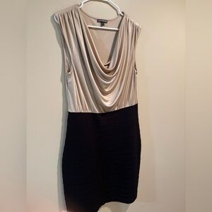 Express Cream Sheath Mini Dress with Cowl Neck for Cocktail